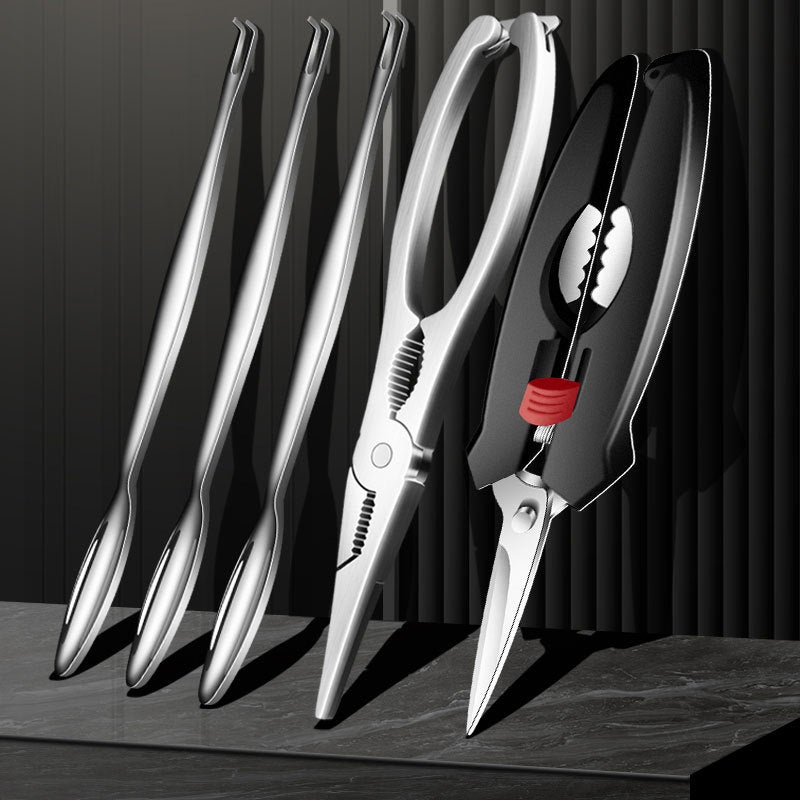 Crab Eating Tools 304 Stainless Steel Crab Claws Household Thickeneded Crab Needles Multi-Purpose Crab Scissors Restaurant Crab Eight-Piece Set - Image 2